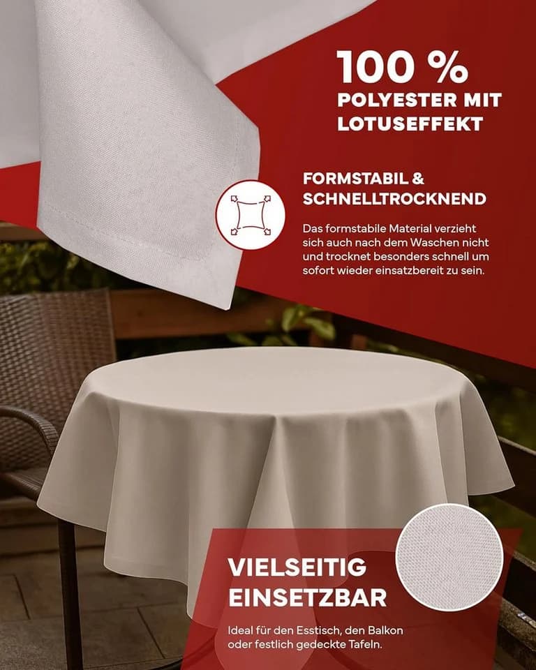 texpot Tischdecke Lotuseffekt Leinenoptik Grau Bügelfrei Fleckschutz - Bild 5