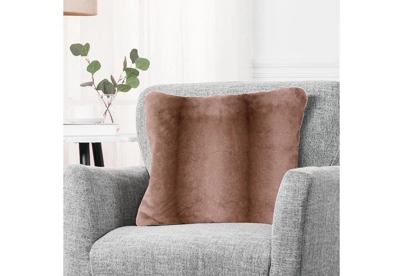 Brilliant Kissenbezug Kunstfell Braun Kuschelweich - Bild 2
