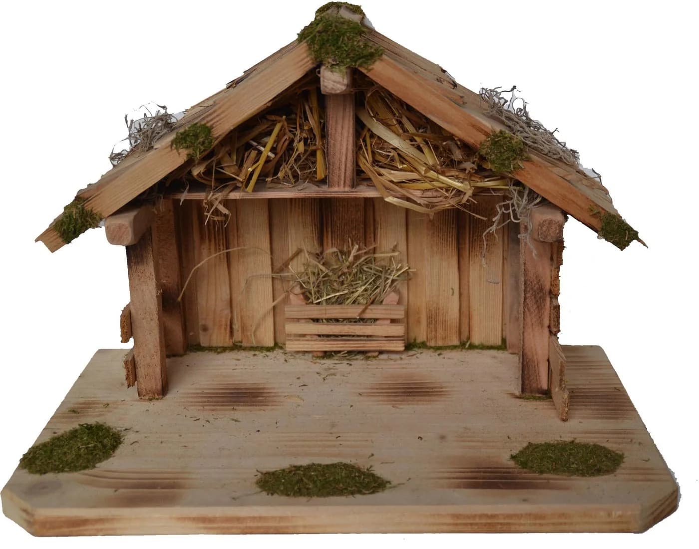 Alfred Kolbe Krippenstall für 9 cm Figuren, Massivholzboden, Weihnachtsdeko