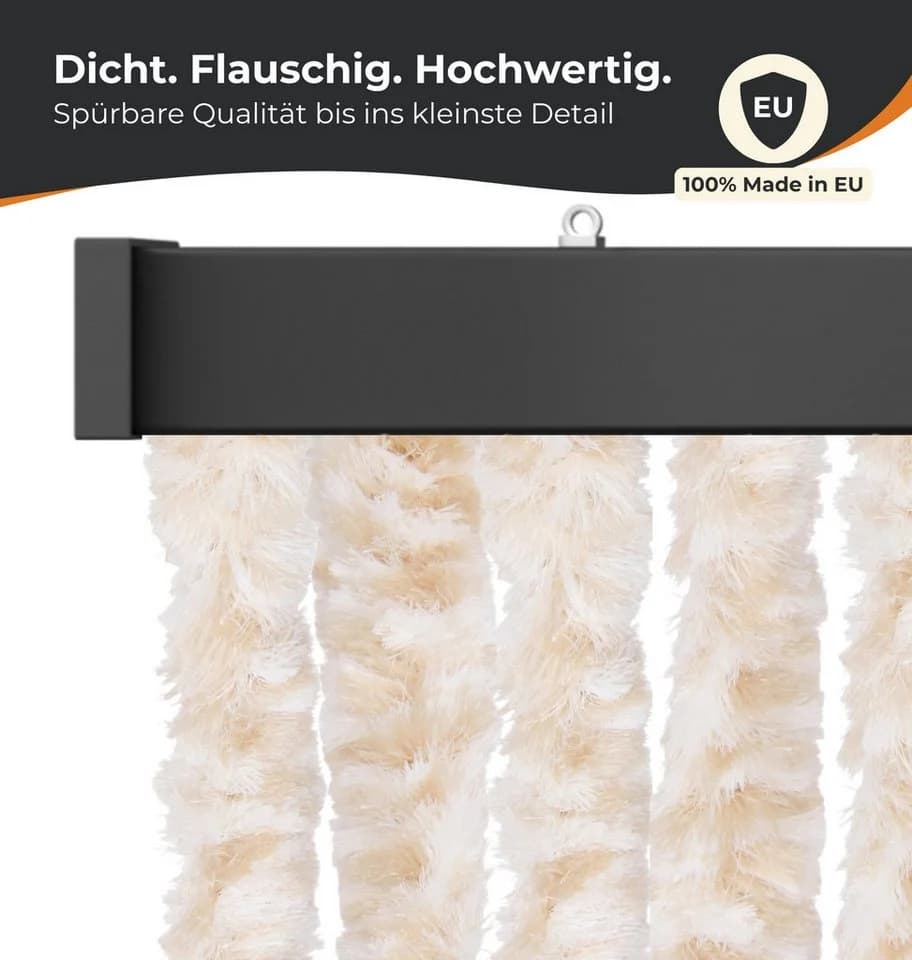 Arsvita Flauschvorhang Insektenschutz 56x185cm Beige/Weiß Chenille