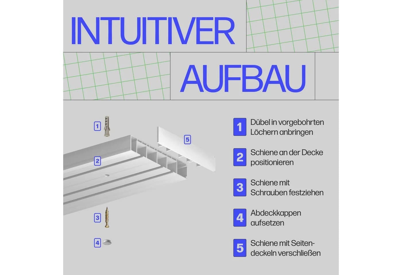 Bestlivings Gardinenschiene Innenlauf Komplettset Weiß - Bild 4