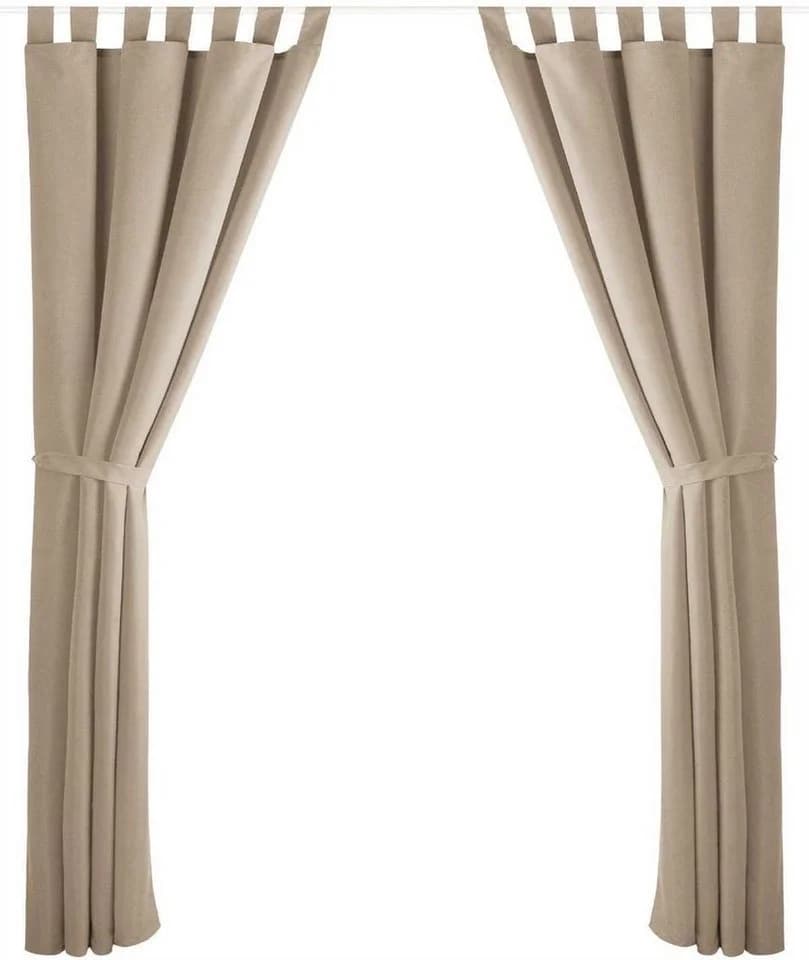 Bestlivings Vorhang 2er Set blickdicht mit Schlaufen Grau Beige