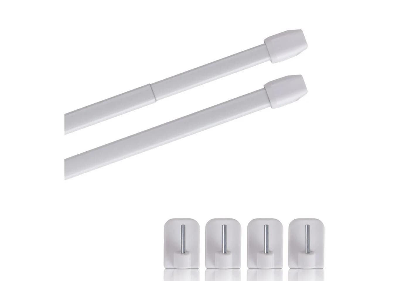 Bestlivings Vitragestange 2er-Pack Weiß Ausziehbar Edelstahl - Bild 2