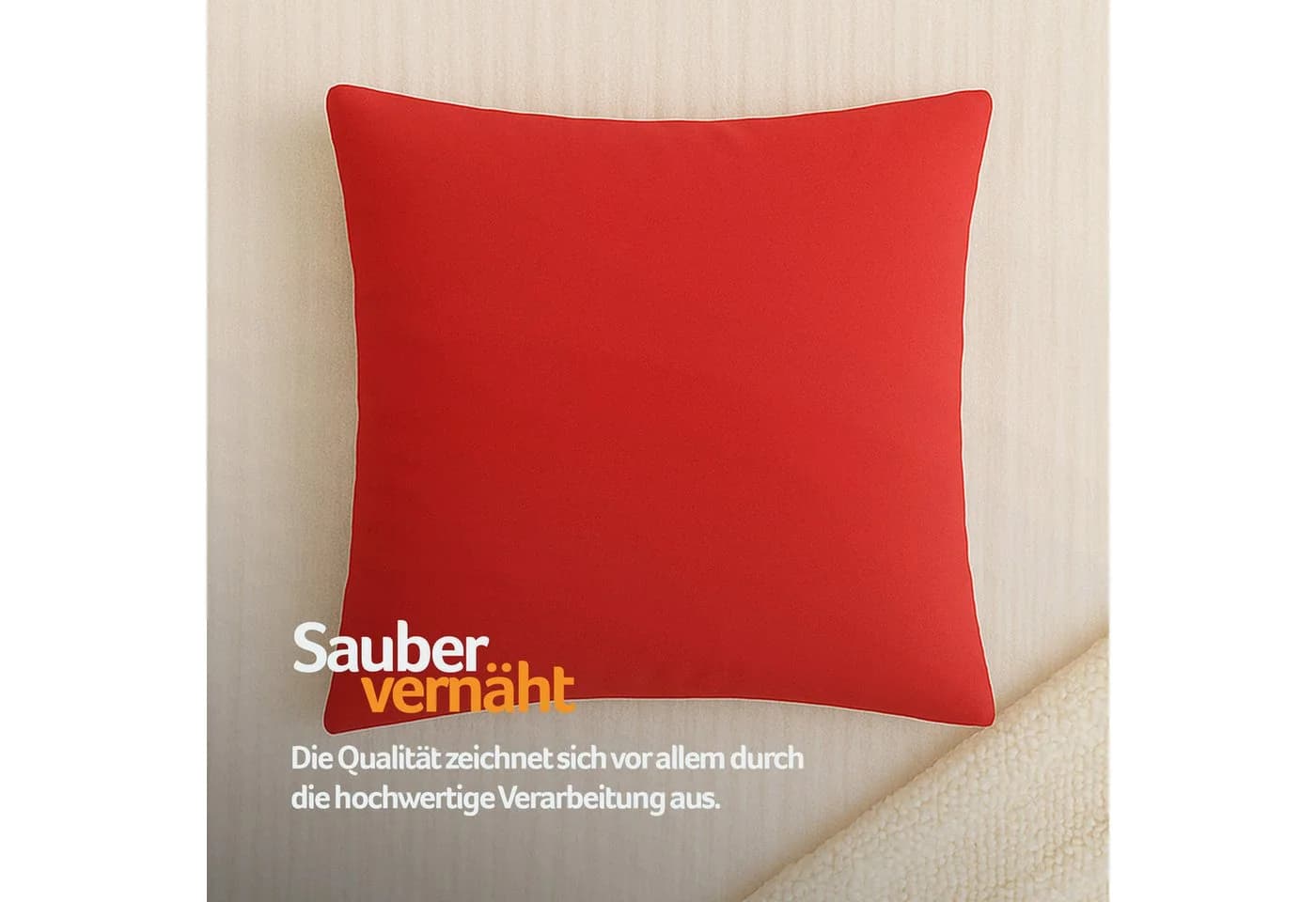 Bestlivings Kissenbezug „Ellen“ Rot 100% Polyester mit Reißverschluss - Bild 4