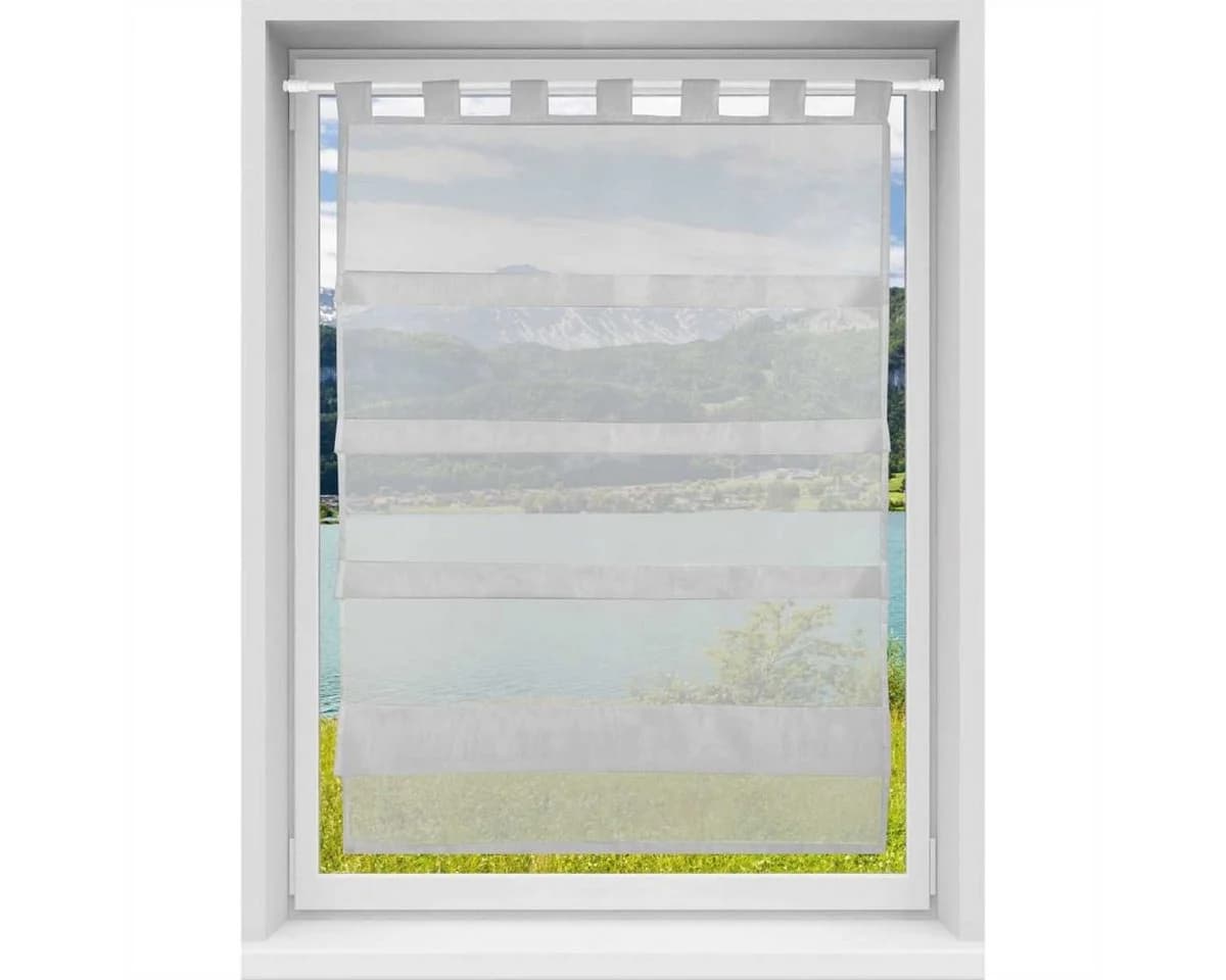 Bestlivings Vorhang mit Schlaufen Transparent Grau Raffoptik Küchengardine