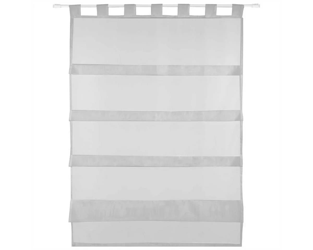 Bestlivings Vorhang mit Schlaufen Transparent Grau Raffoptik Küchengardine - Bild 2