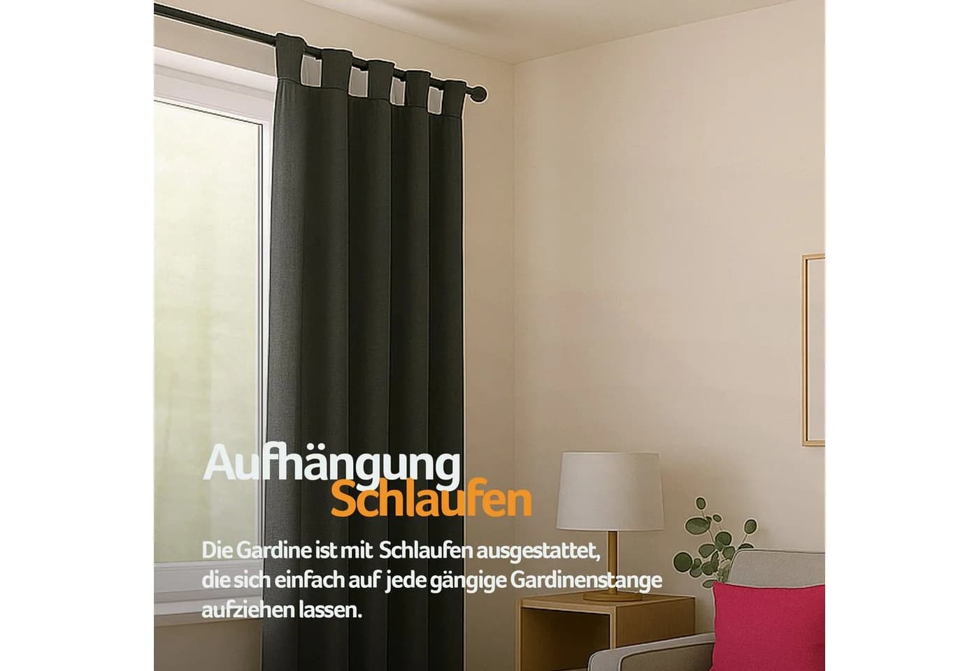 Eleganter Einfarbiger Stoffvorhang mit Satinoptik - Bild 3