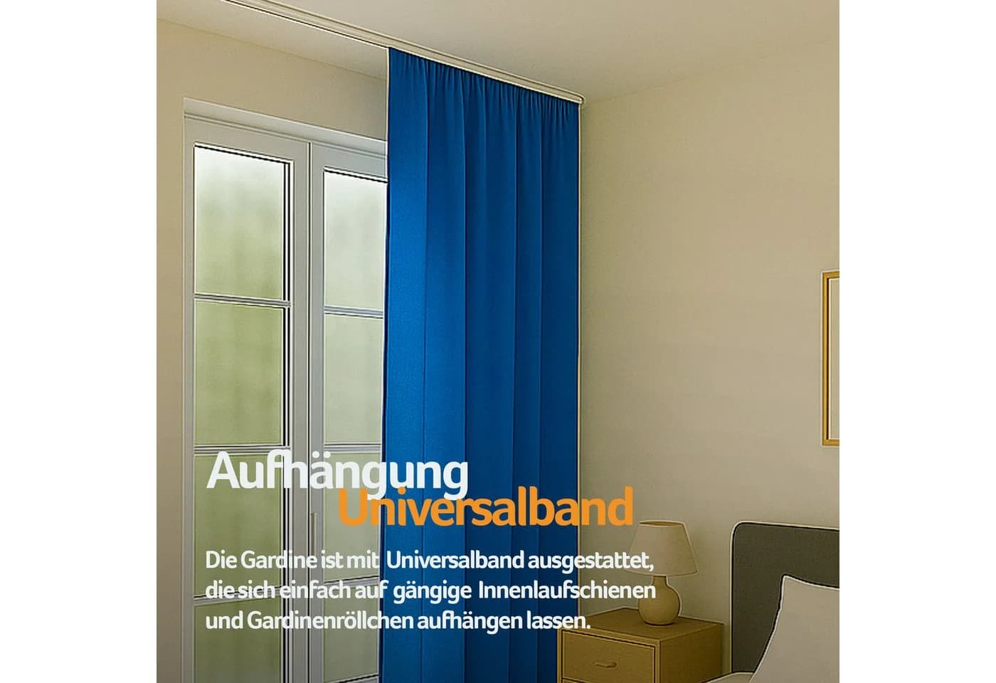 Bestlivings Vorhang Ellen Blickdicht mit Universalband Polyester Blau - Bild 3