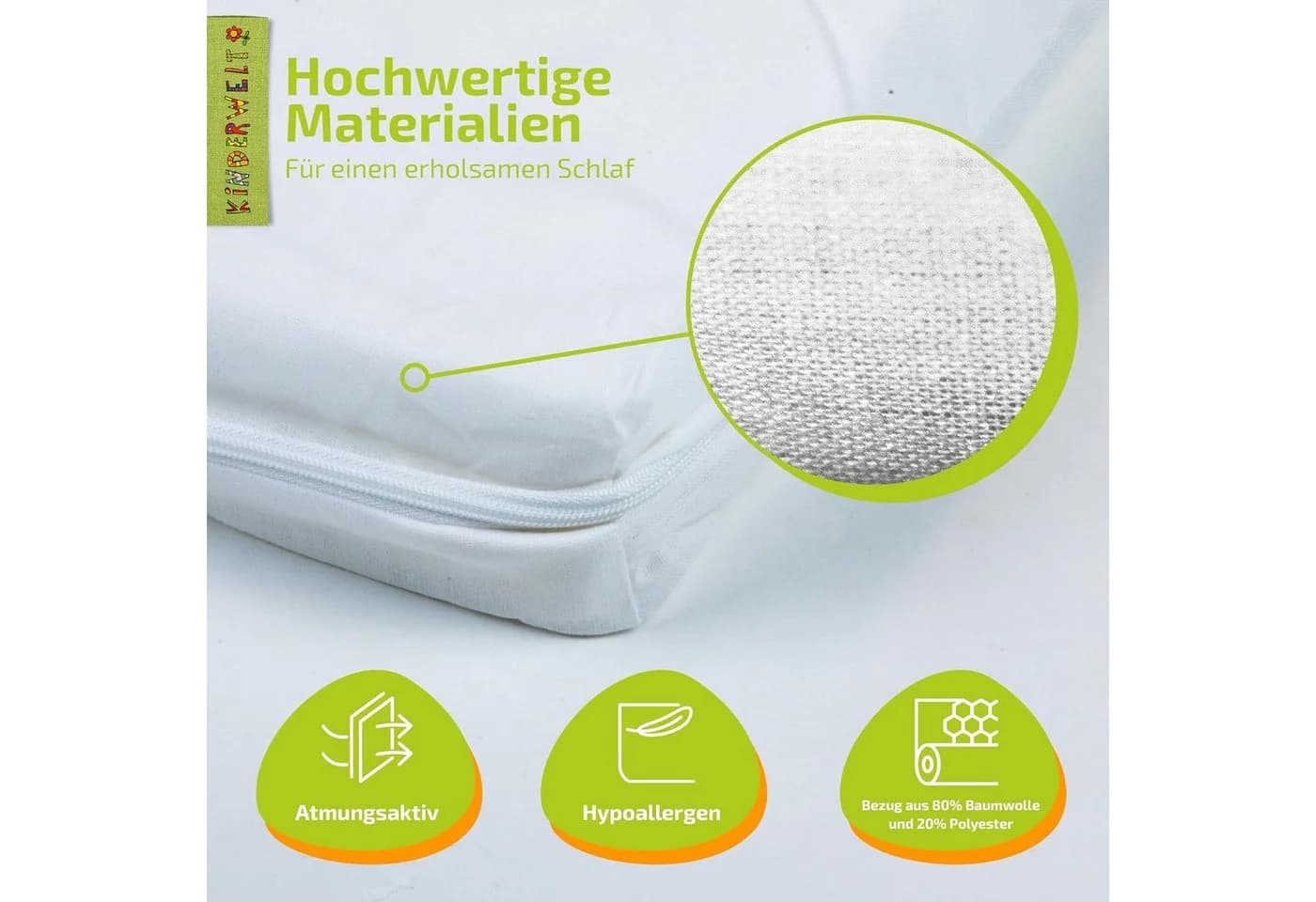 KiNDERWELT Kindermatratze Schaumstoff 60x120 Weiß Antiallergisch - Bild 4