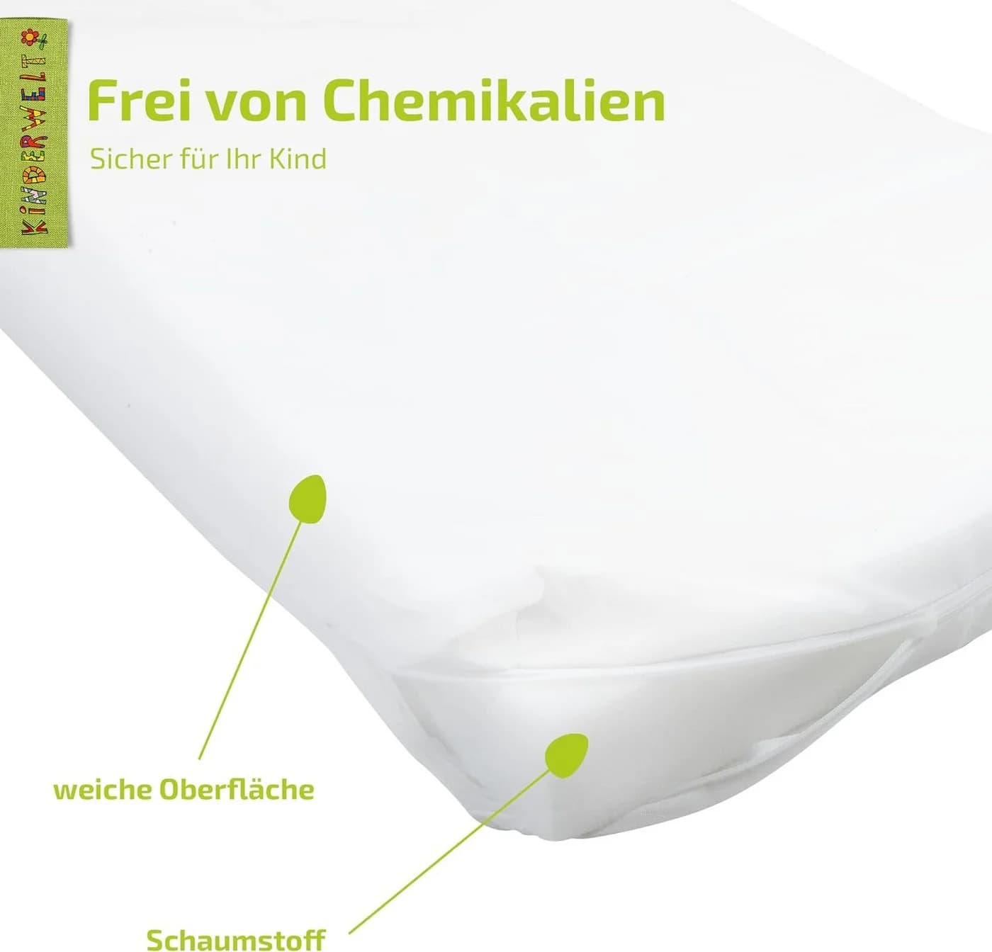 KiNDERWELT Kindermatratze Schaumstoff 60x120 Weiß Antiallergisch - Bild 5