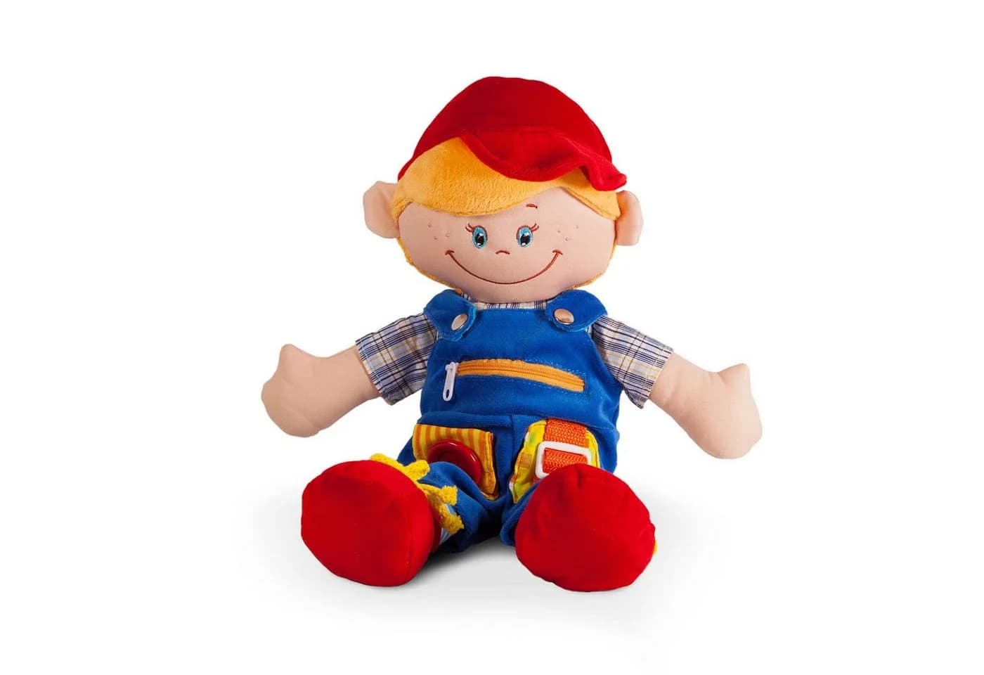 Small Foot Stoffpuppe Junge 36 cm Puppe mit Rassel und Quietschfunktion