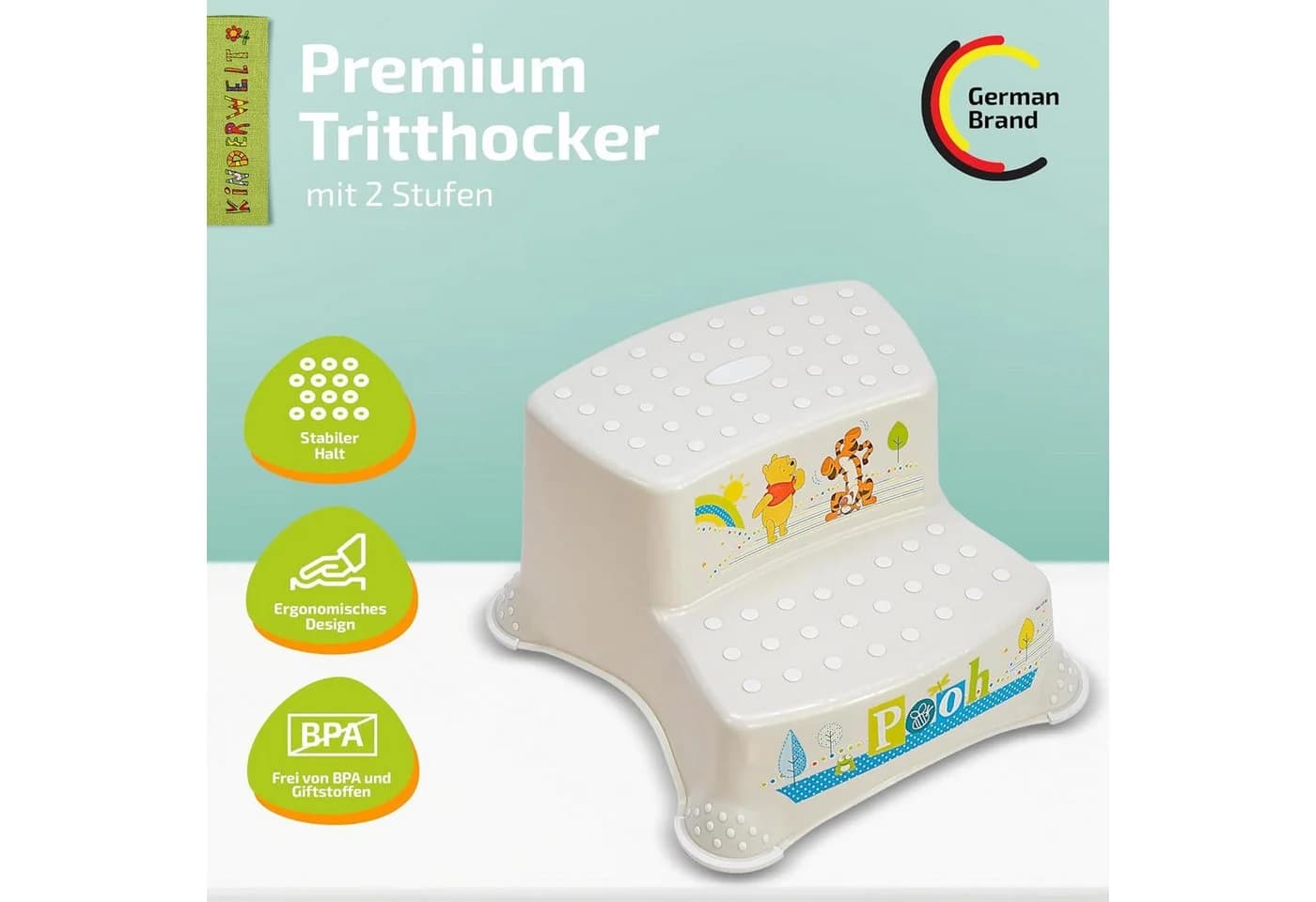 KiNDERWELT Tritthocker & WC-Aufsatz 2er Set Winnie Puuh Weiß