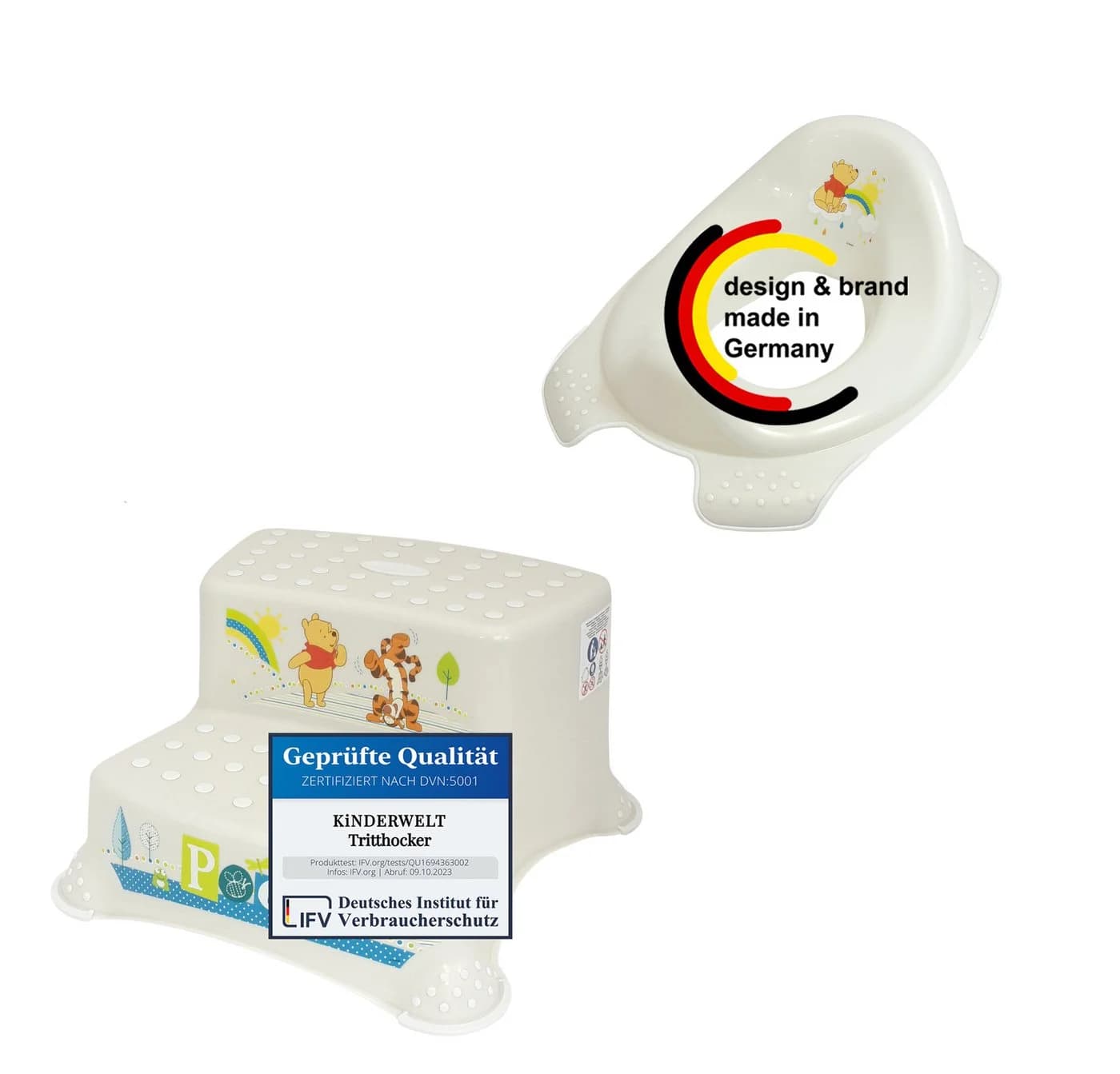 KiNDERWELT Tritthocker & WC-Aufsatz 2er Set Winnie Puuh Weiß - Bild 2