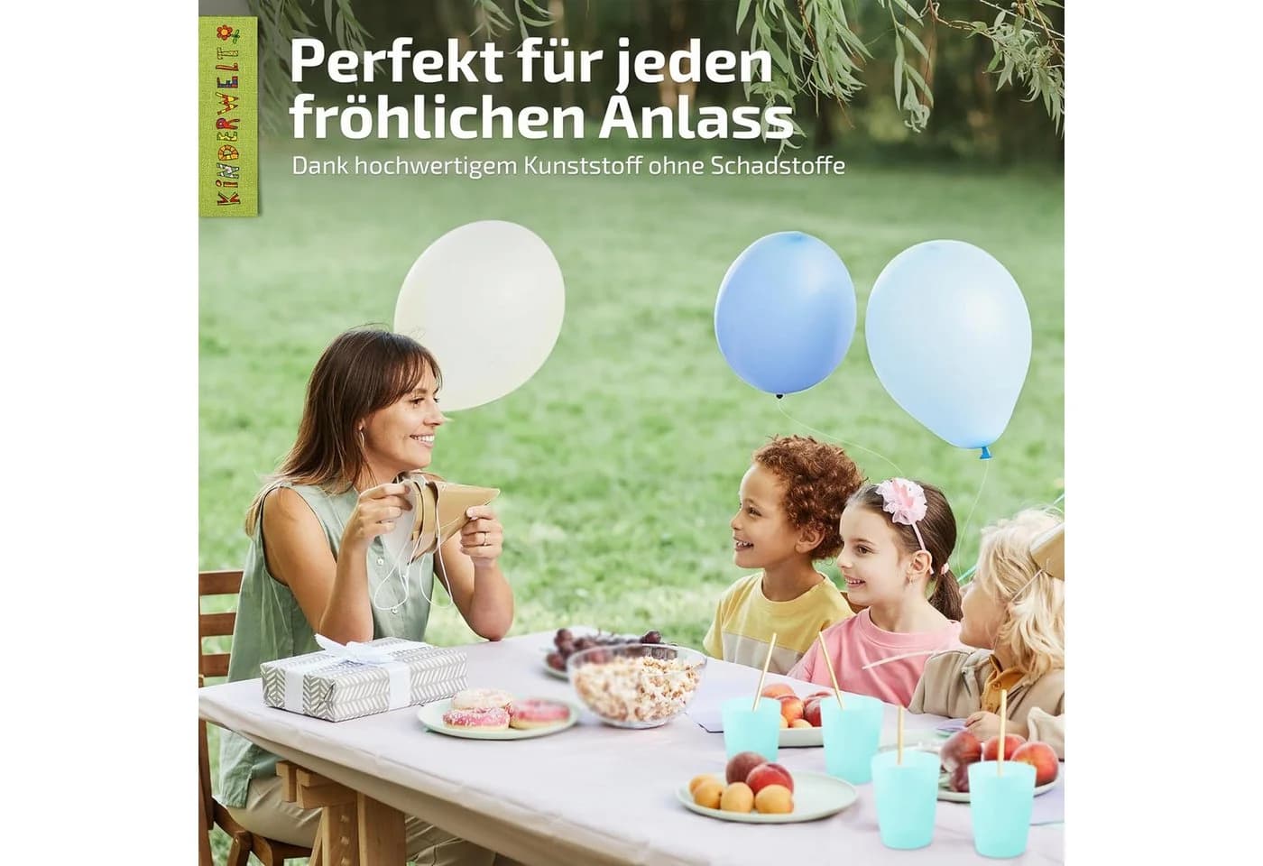 KiNDERWELT Trinkbecher Set 4x 250ml Aquamarin Kunststoff BPA-frei - Bild 5