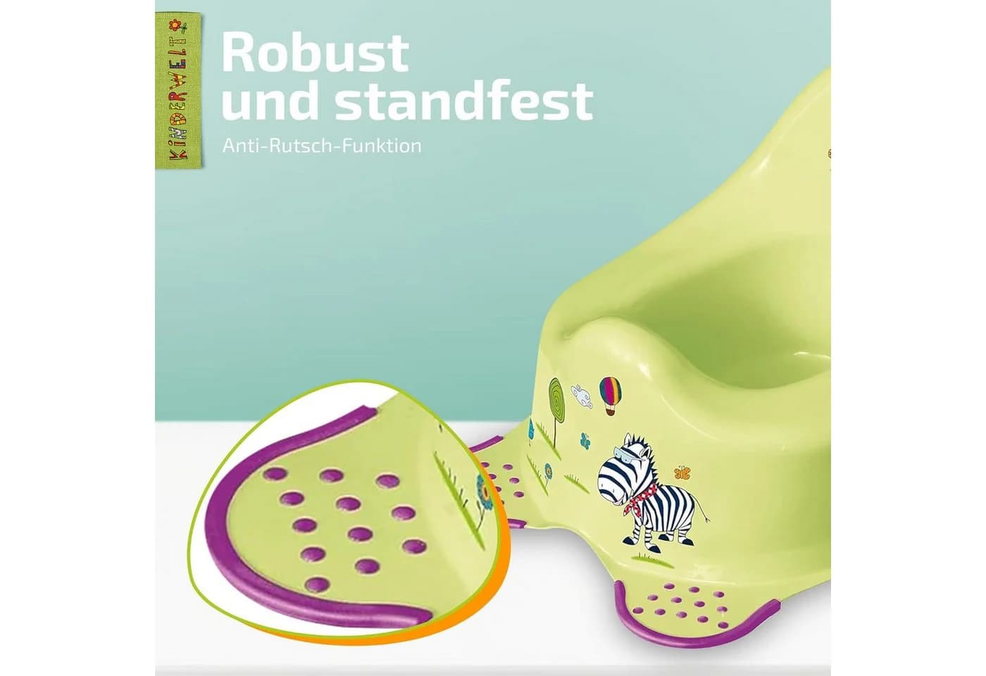 KiNDERWELT Töpfchen Hippo Grün - Stabiles Babytöpfchen mit Anti-Rutsch-Füßen - Bild 3