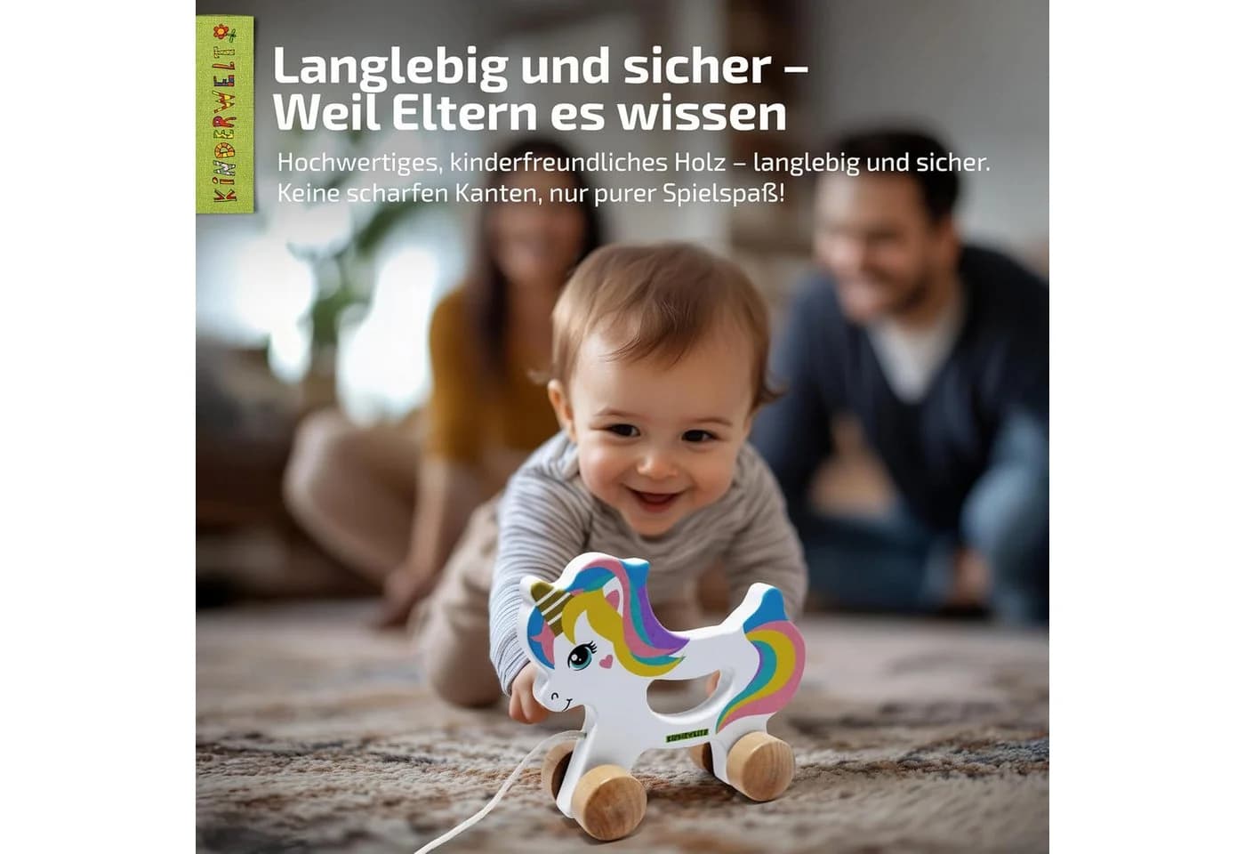 KiNDERWELT Nachziehspielzeug Einhorn aus Holz - Bild 4