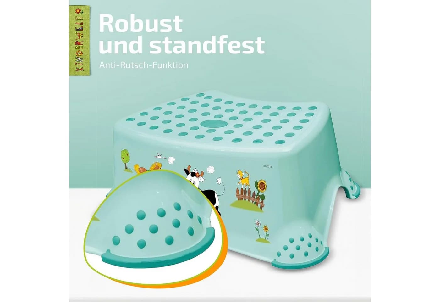 KiNDERWELT Tritthocker Premium weiß Tier Motiv