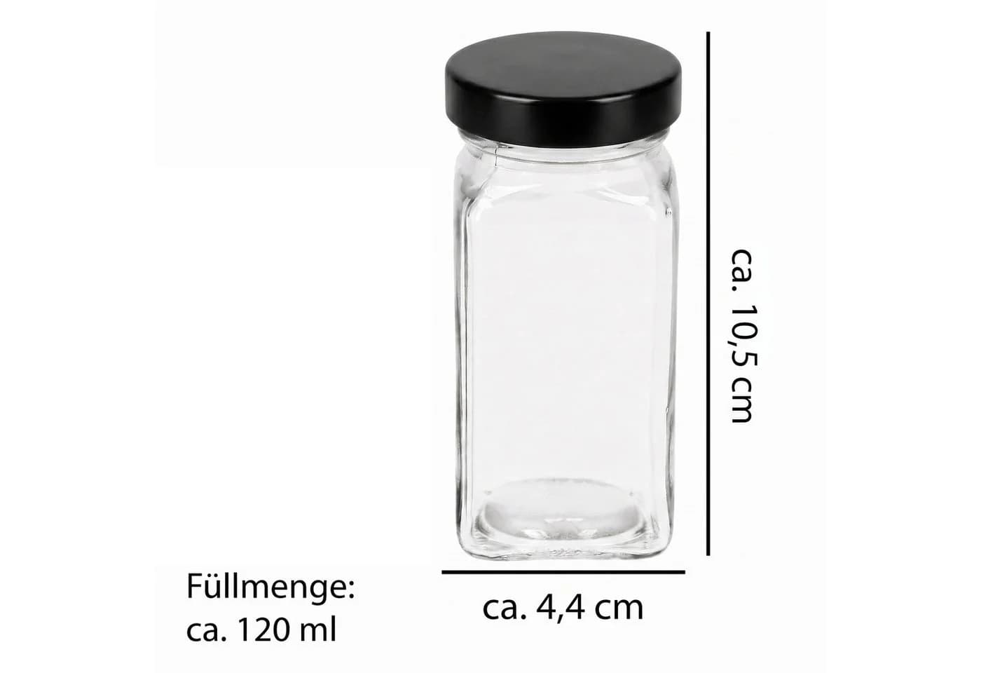 VonBueren Gewürzglas-Set 24-tlg. Schwarz Transparent mit Edelstahldeckel - Bild 3