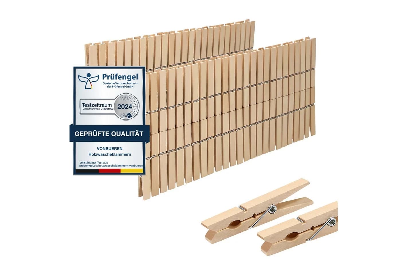 VonBueren Wäscheklammern Holz groß Birkenholz - Bild 2