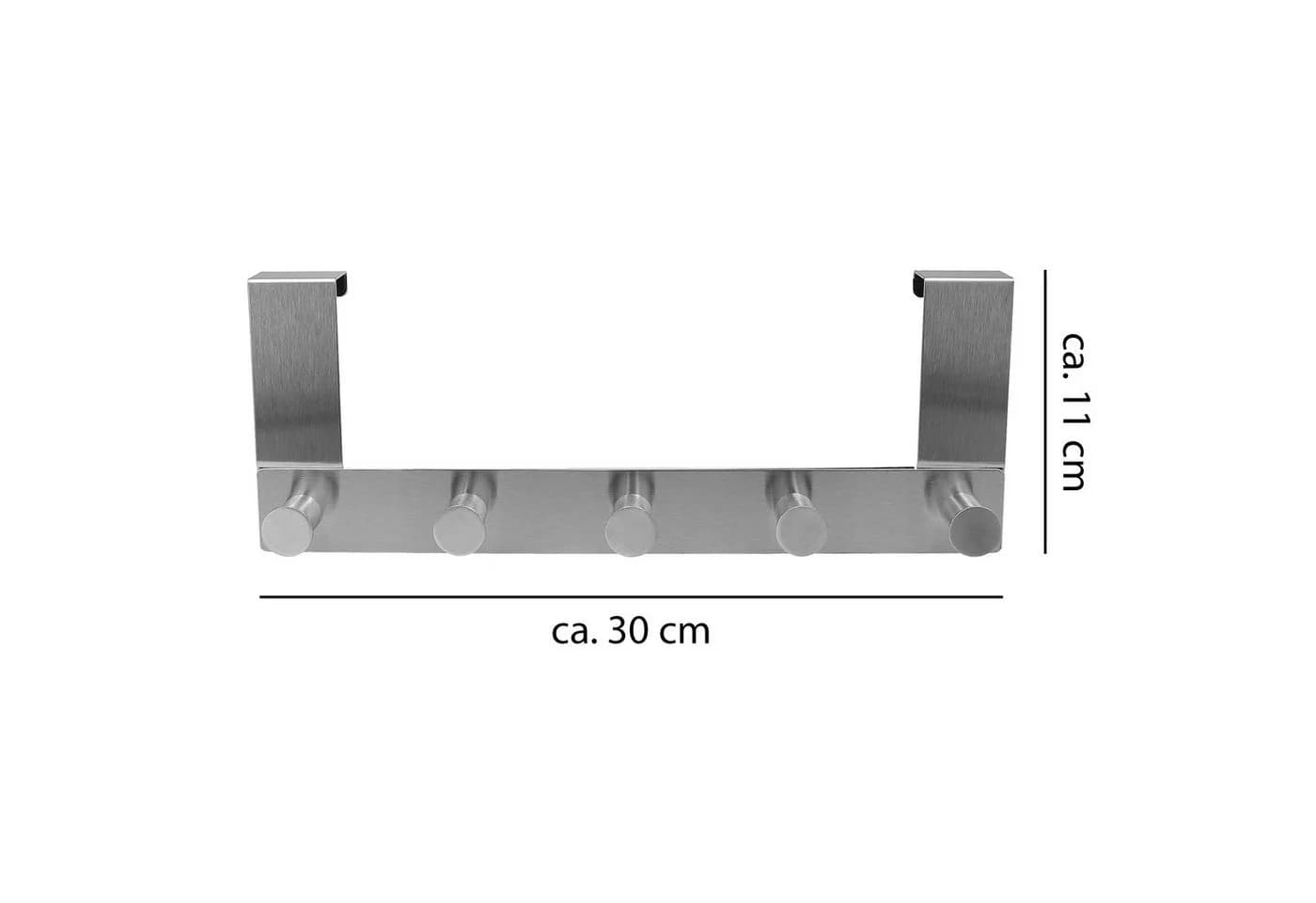 VonBueren Türgarderobe Edelstahl 30 cm 5 Haken