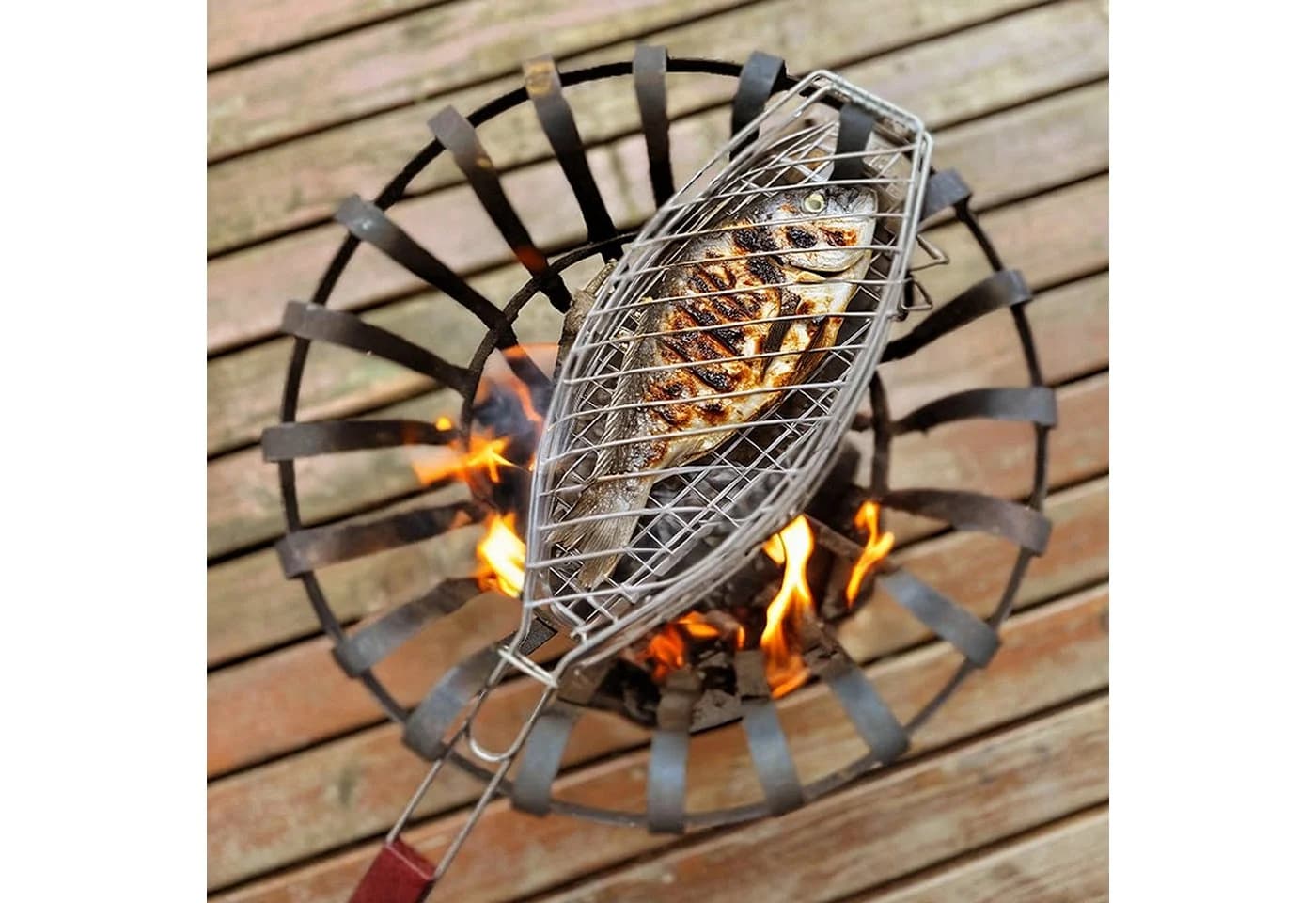 VonBueren Fisch-Grillhalter mit Holzgriff - Bild 4