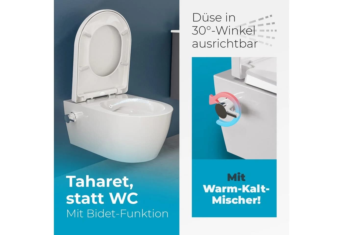 SSWW Dusch-WC wandhängend spülrandlos Softclose Weiss - Bild 3