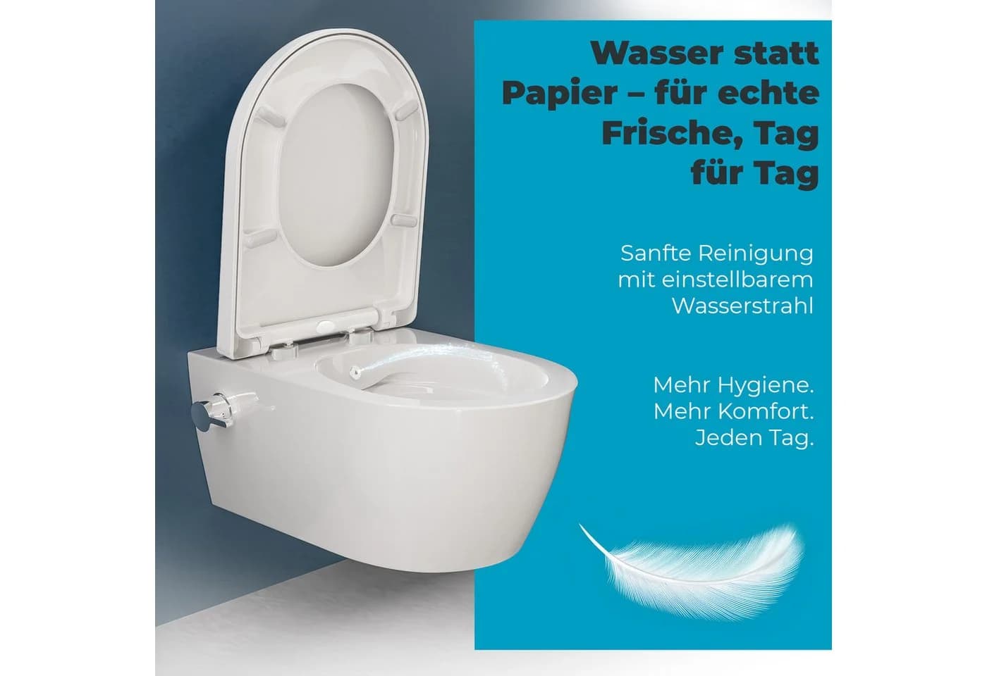 SSWW Dusch-WC wandhängend spülrandlos Softclose Weiss - Bild 4