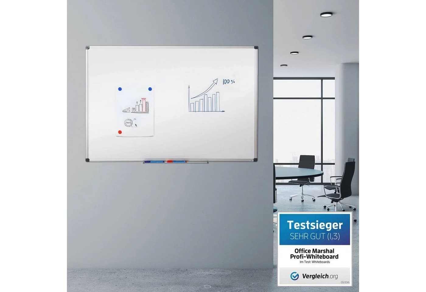 Master of Boards Whiteboard Kratzfest Weiss Aluminium-Rahmen - Bild 2