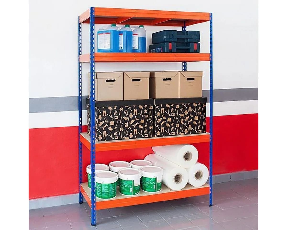 Office Marshal Weitspannregal Schwerlastregal Blau-Orange 1200 kg Tragkraft - Bild 3