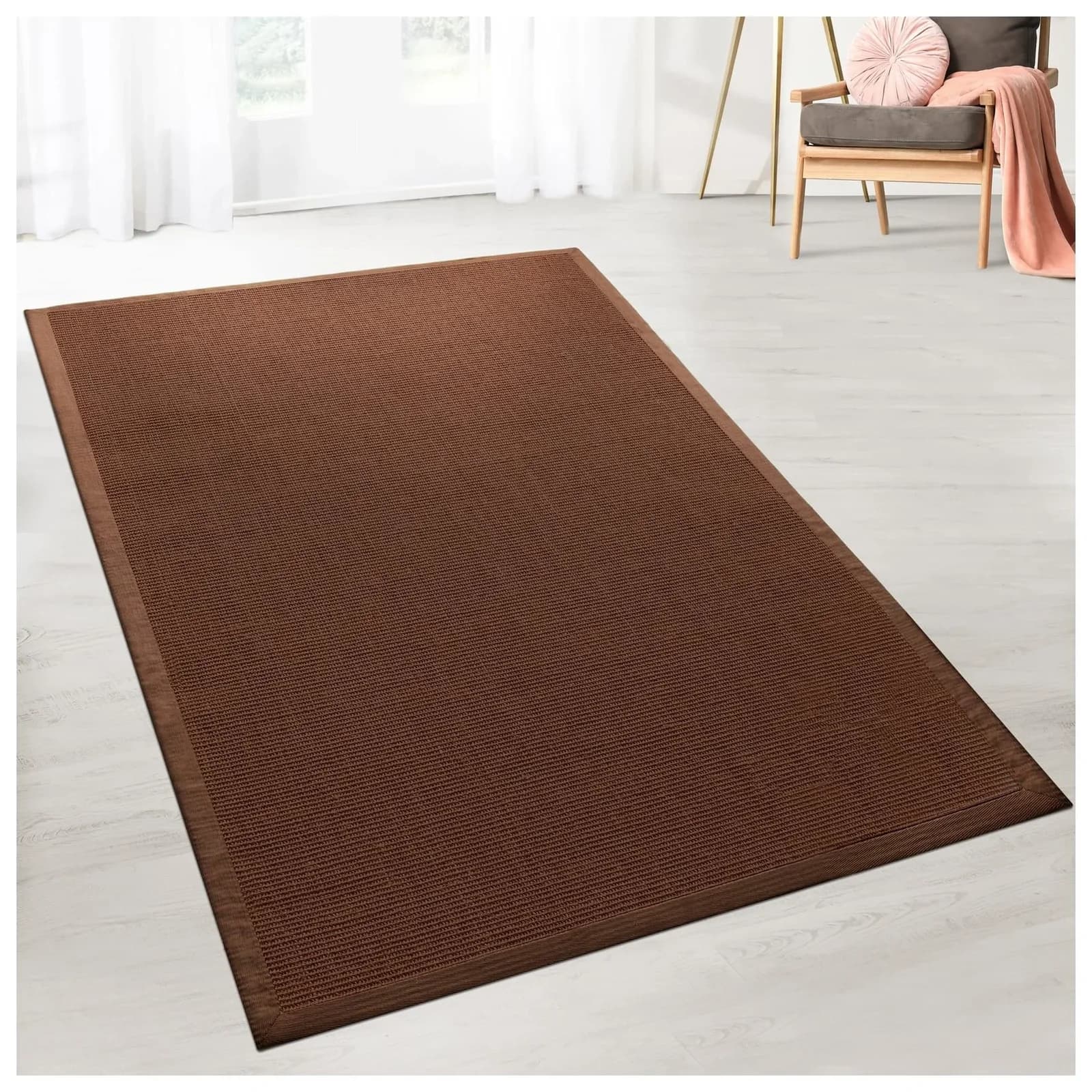 Karat Sisal-Teppich Amazonas Dunkelbraun mit breiter Bordüre