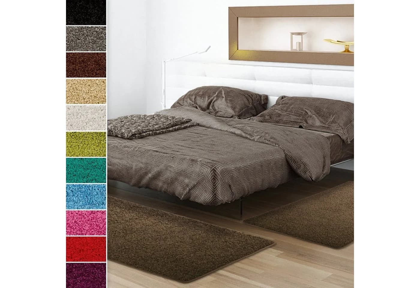 casa pura Hochflor-Bettumrandung Sphinx Shaggy 3-tlg. Braun - Bild 2