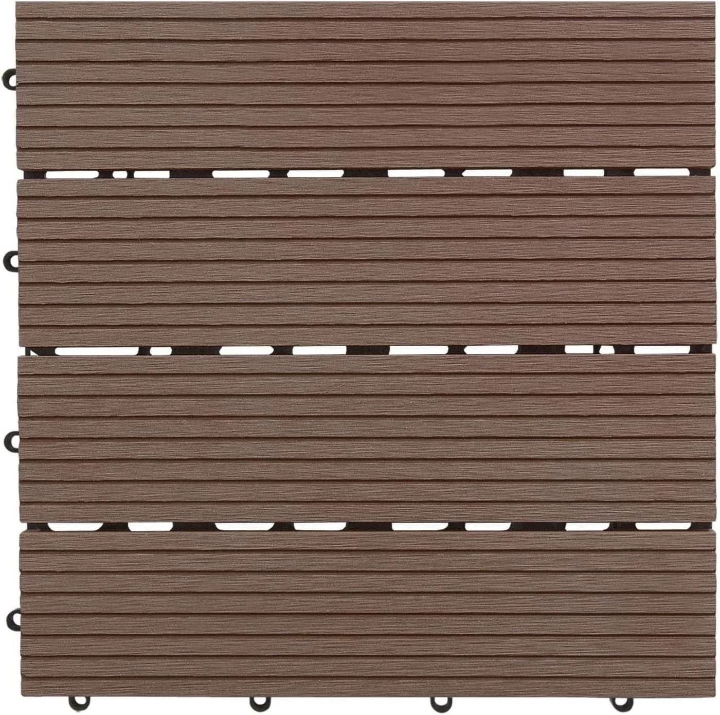 casa pura Klickfliese WPC Royal Dunkelbraun 30x30 cm mit Drainage