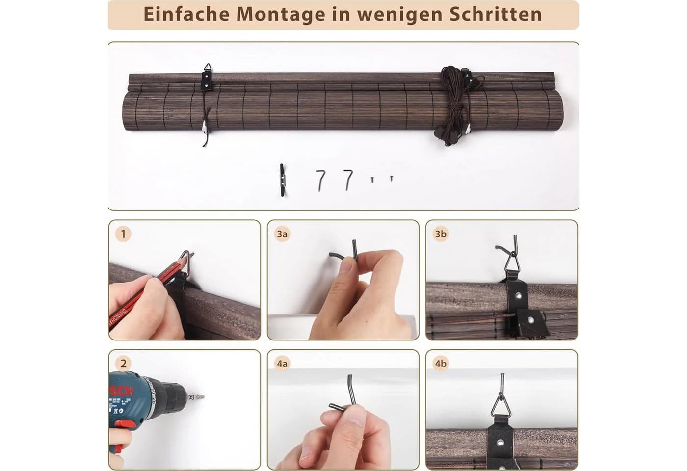 Victoria M. Bambusrollo Verdunkelnd Braun Ohne Bohren - Bild 5