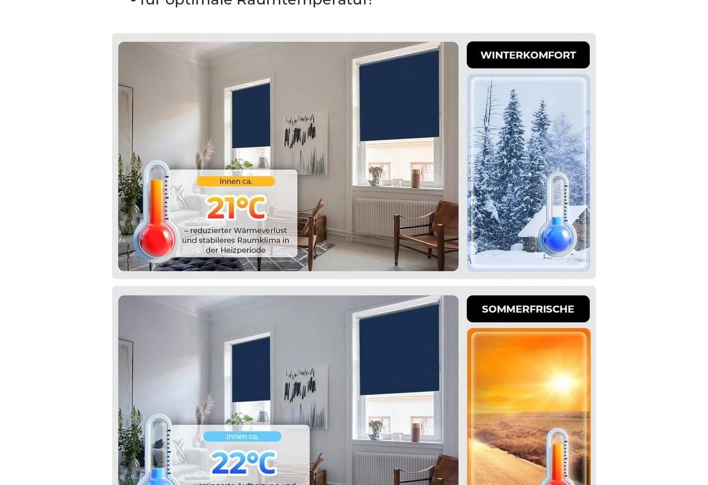 Victoria M. Verdunklungsrollo Klemmfix Thermorollo Dunkelblau - Bild 5