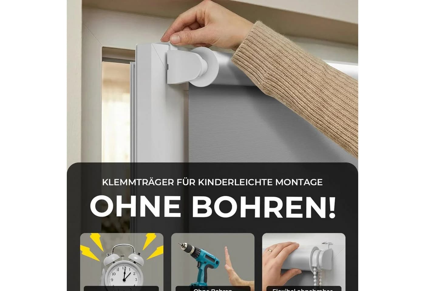 Victoria M. Verdunklungsrollo Klemmfix Tenebra Grau mit Magnet - Bild 4