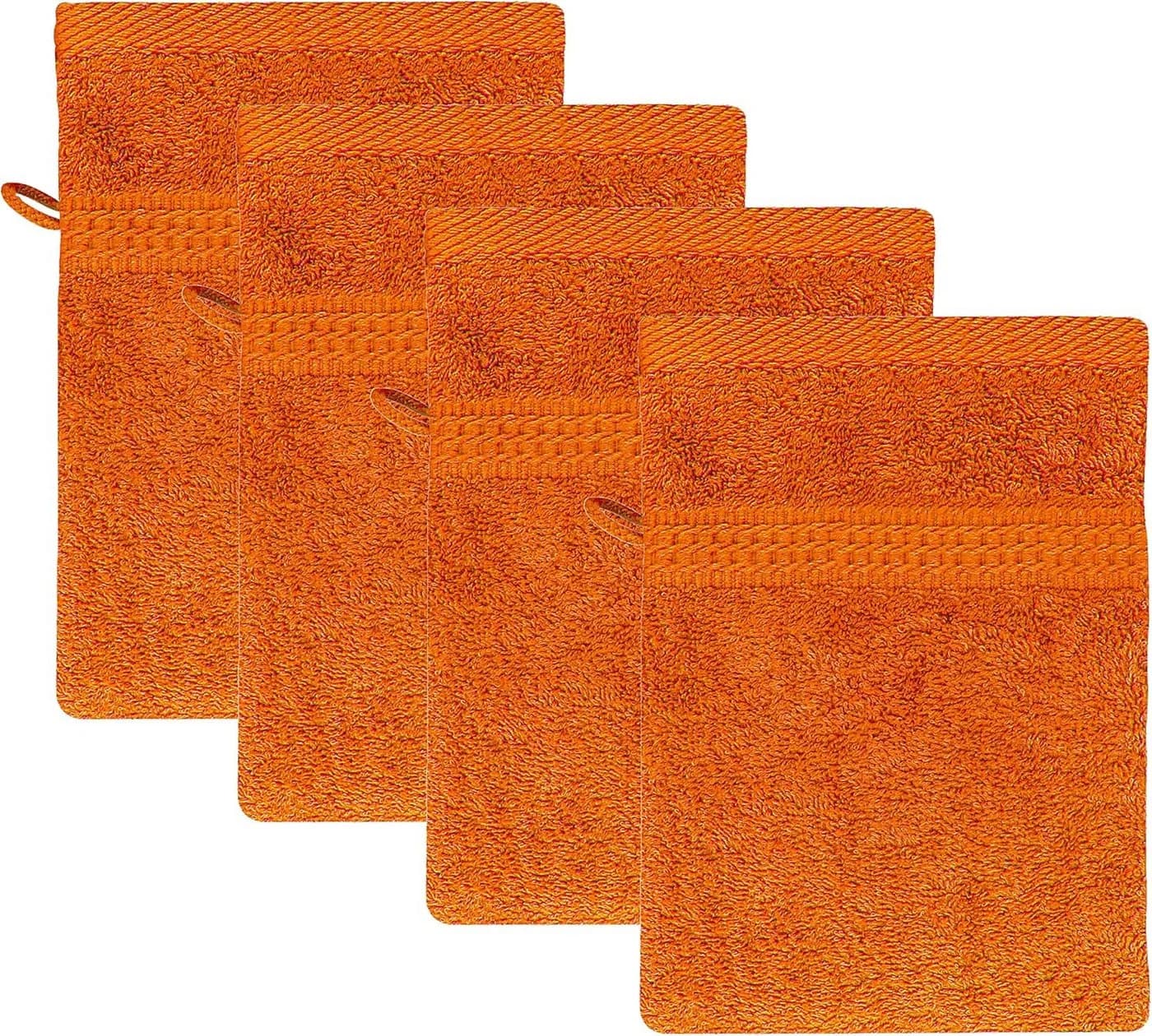 TRENDBUY24 Waschhandschuh Frottee 16x21 cm 4er Set Braun