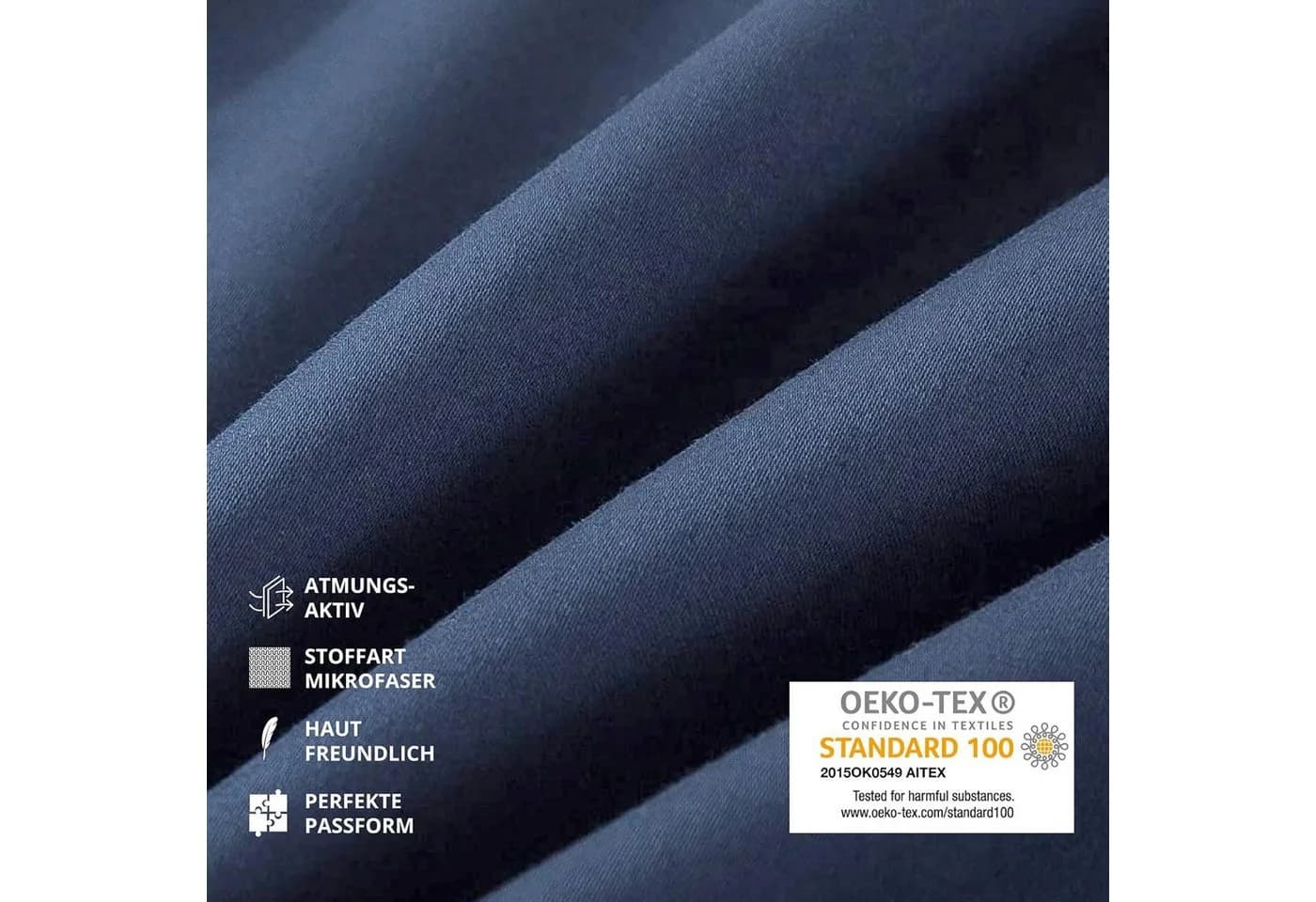 Müskaan Kissenbezug 2er Pack Mikrofaser mit Reißverschluss Blau - Bild 3