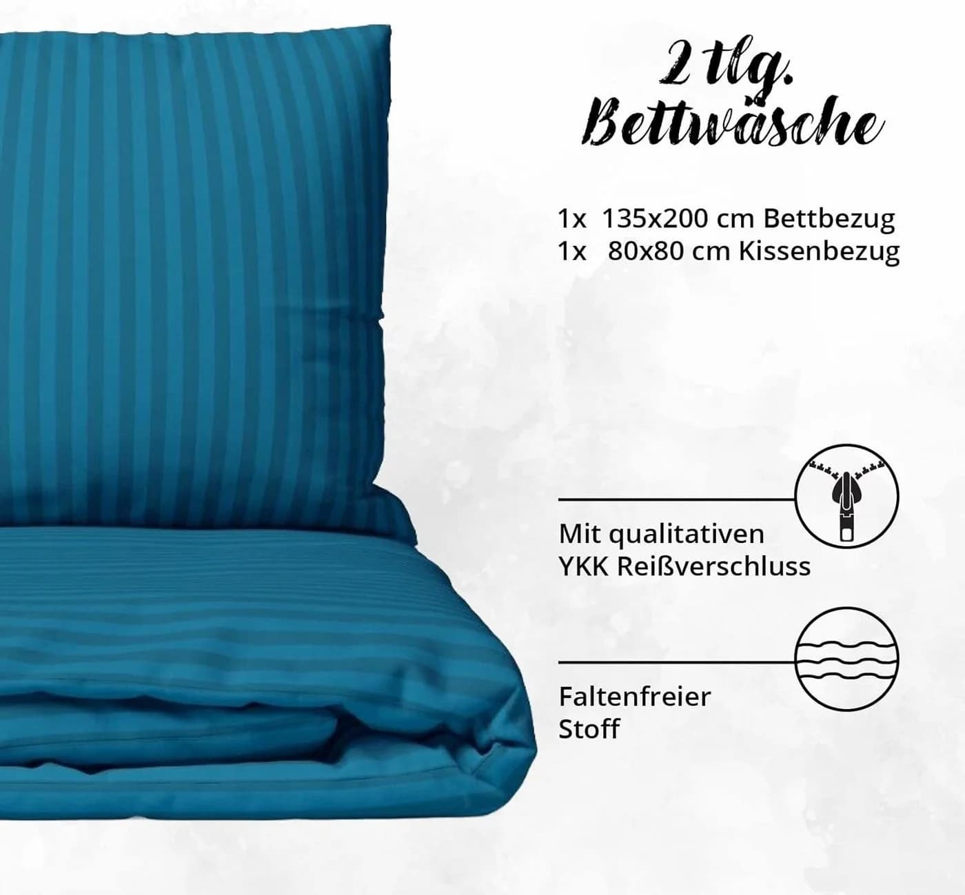 TRENDBUY24 Bettwäsche Damast gestreift Mikrofaser 2-teilig