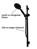 Provance Duschgarnitur mit 5 Funktionen und Halterung Schwarz Bild 4