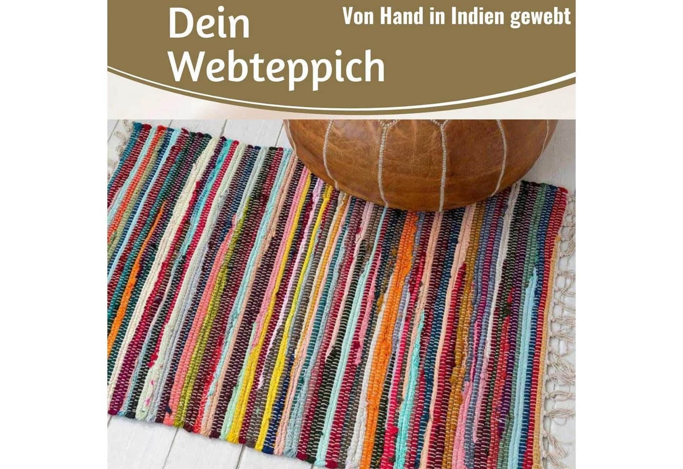 LS-LebenStil Fleckerlteppich Dehli Bunt Handgewebt Baumwolle - Bild 3