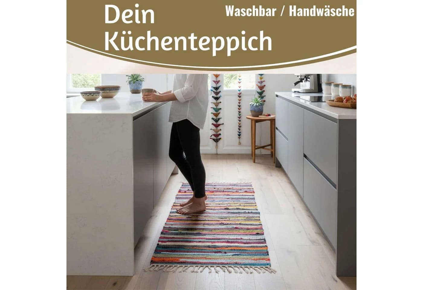 LS-LebenStil Fleckerlteppich Dehli Bunt Handgewebt Baumwolle - Bild 5