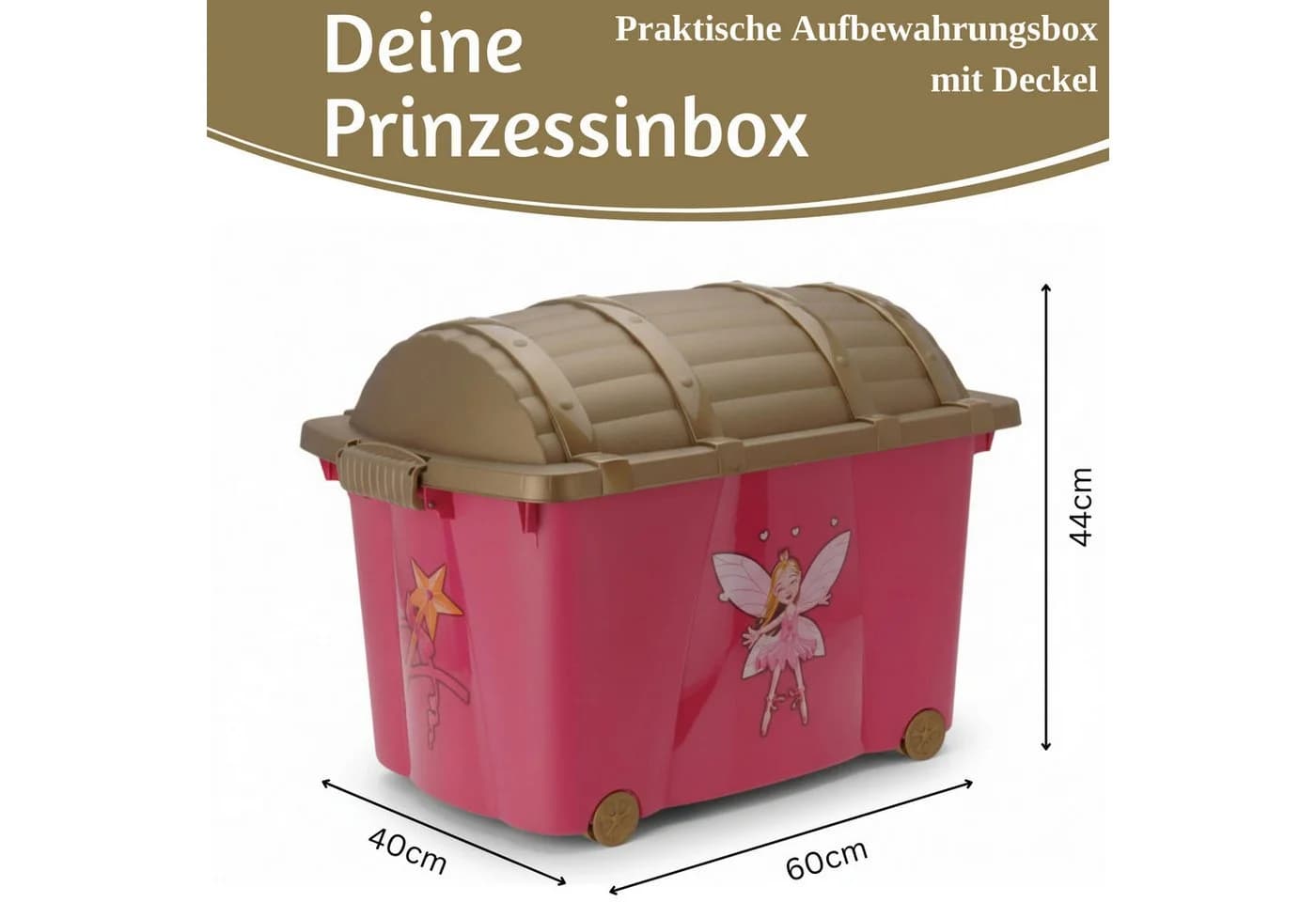 LS-LebenStil Spielzeugtruhe XL Prinzessin Rosa Pink Gold