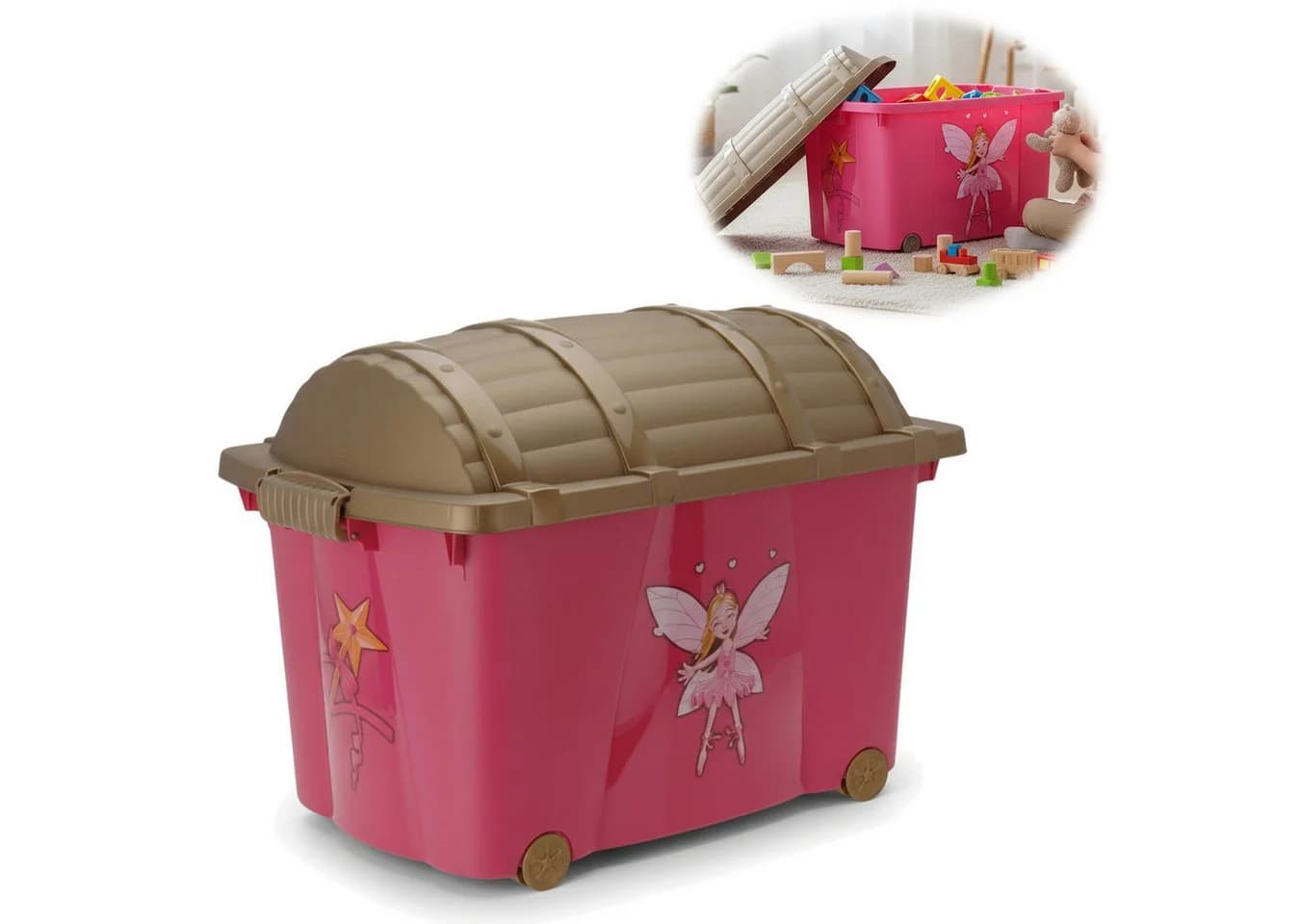 LS-LebenStil Spielzeugtruhe XL Prinzessin Rosa Pink Gold - Bild 2