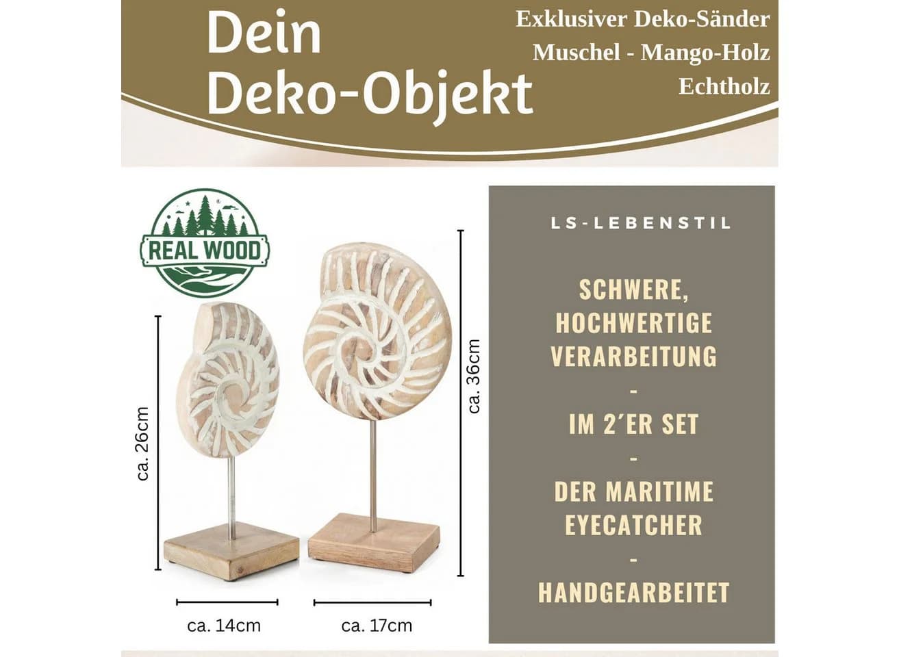 LS-LebenStil Muschel Deko Set 2-tlg. Shabby Chic