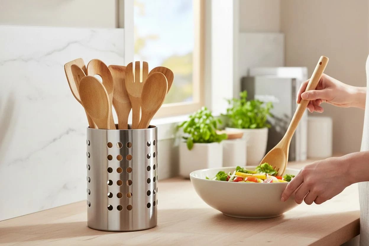 LS-LebenStil Besteckhalter Edelstahl Silber mit Abtropffunktion - Bild 4