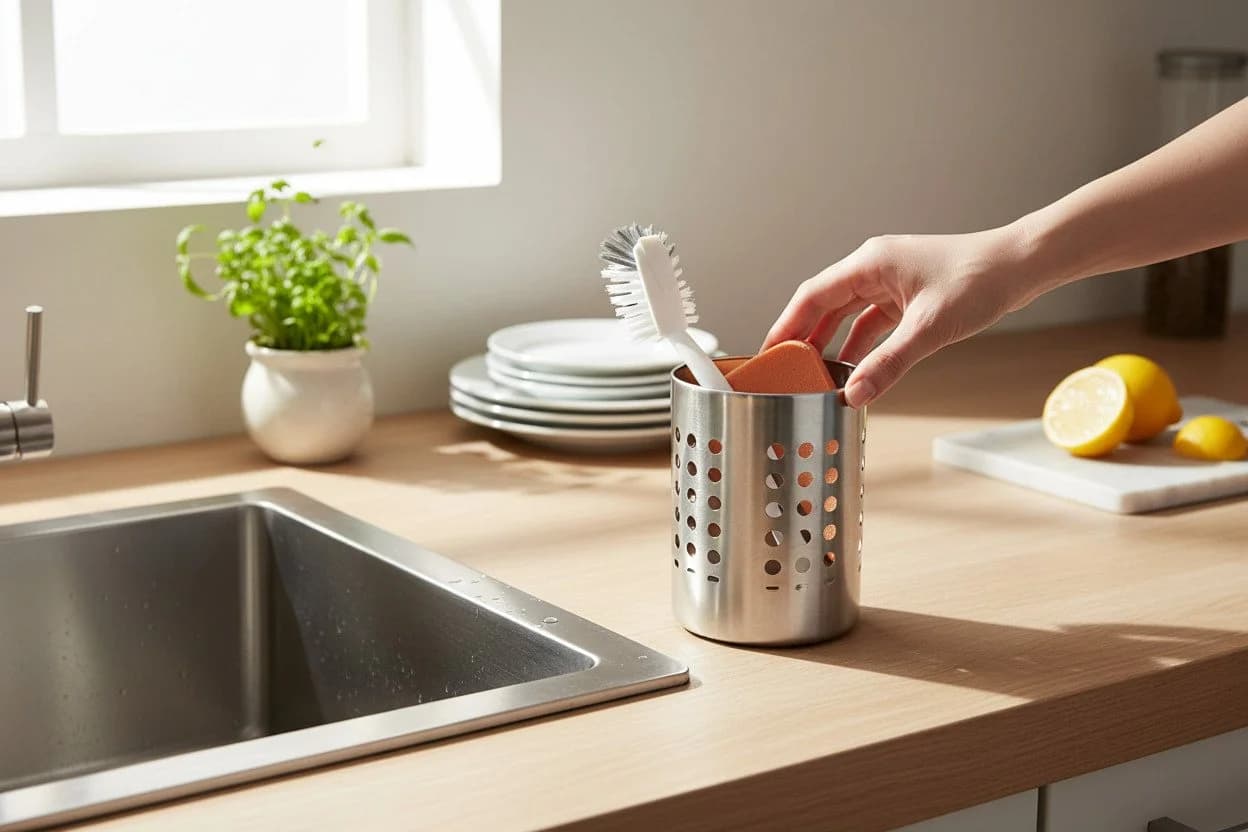 LS-LebenStil Besteckhalter Edelstahl Silber mit Abtropffunktion - Bild 5