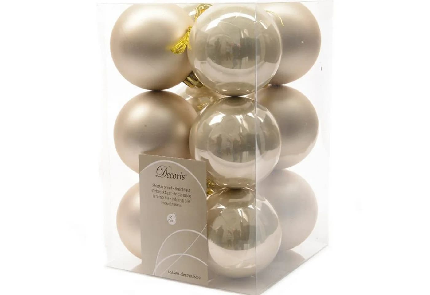 LS-LebenStil Weihnachtsbaumkugel 12er Set 6cm Kunststoff Beige