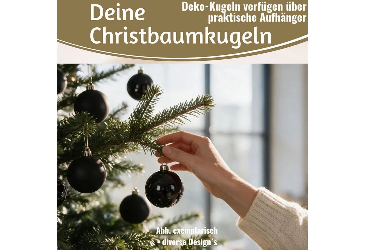LS-LebenStil Weihnachtsbaumkugel 12er Set 6cm Kunststoff Beige - Bild 4