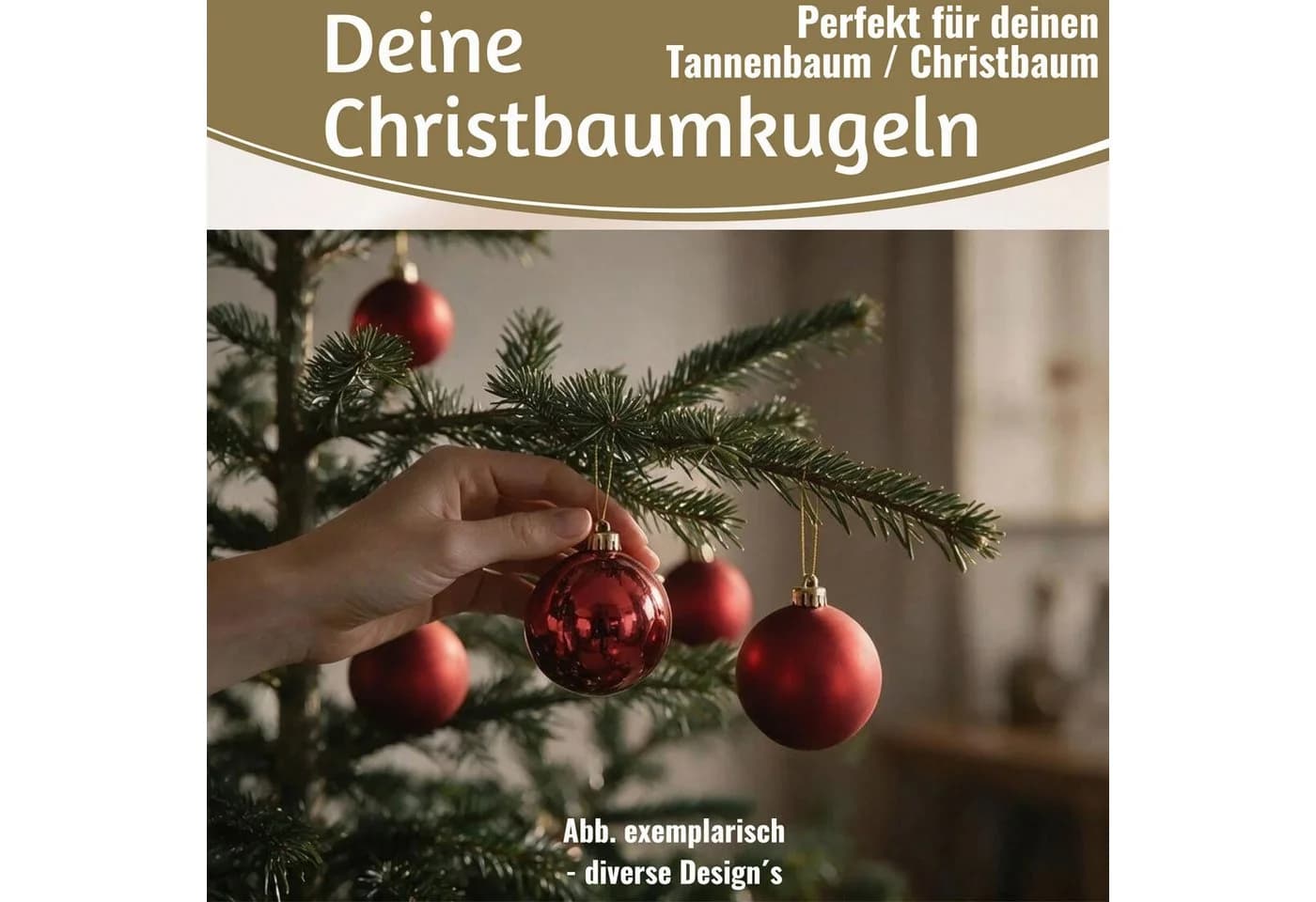 LS-LebenStil Weihnachtsbaumkugel 12er Set 6cm Kunststoff Beige - Bild 5
