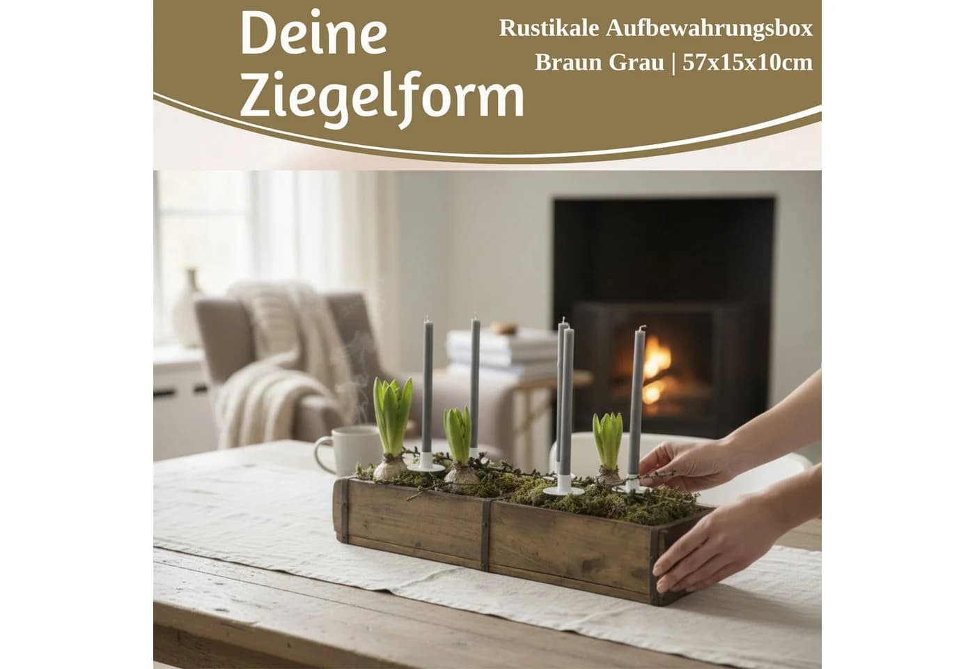 LS-LebenStil Kiste IB Laursen Holz Ziegelform 57cm Unika Braun 2-fach Aufbewahrungsbox - Bild 3
